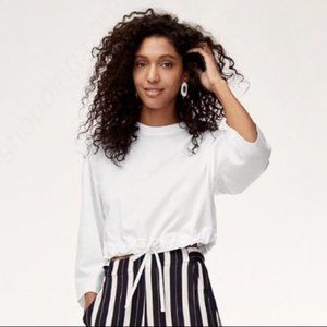 Aritzia white wide sleeves cropped top